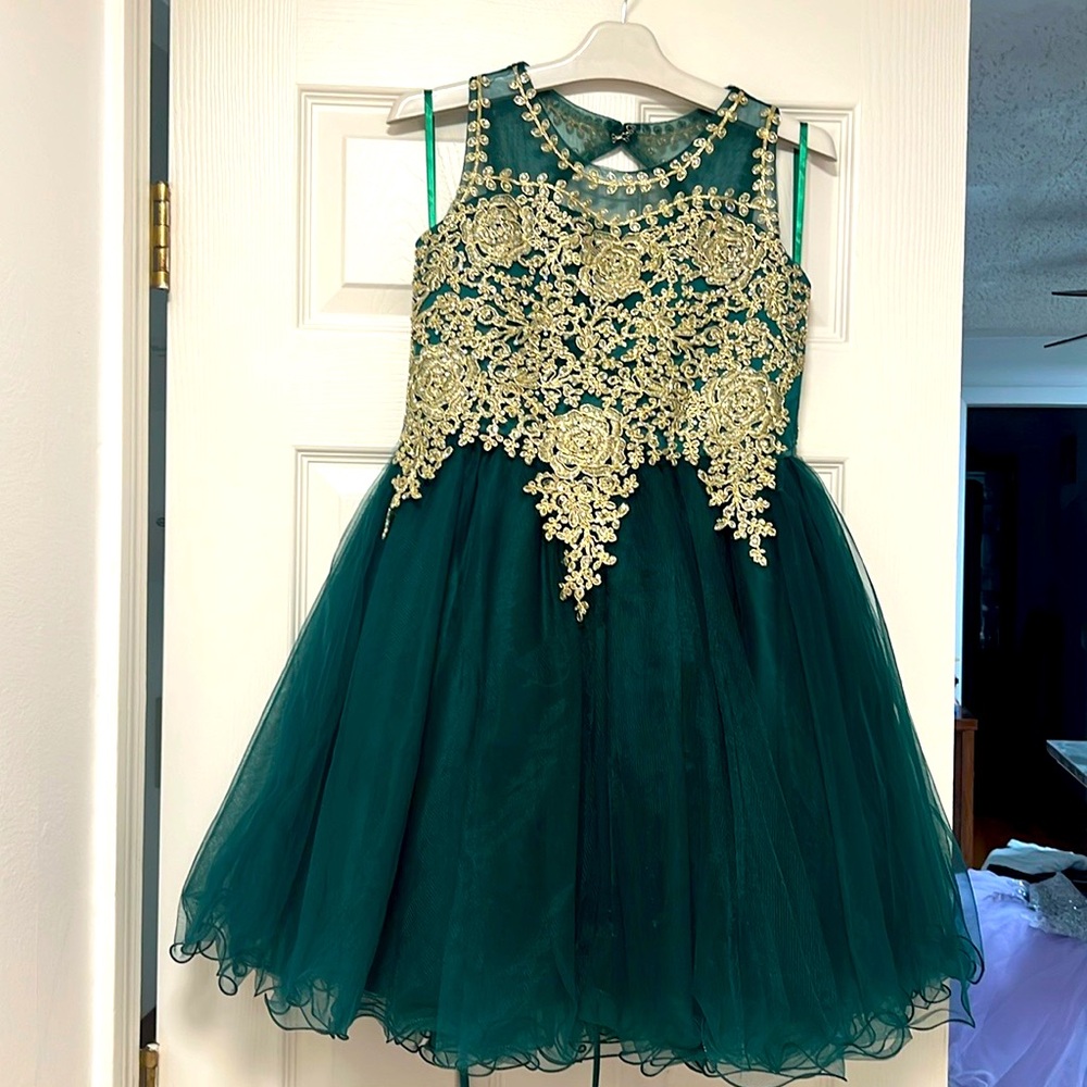 Green & Gold Formal Dress